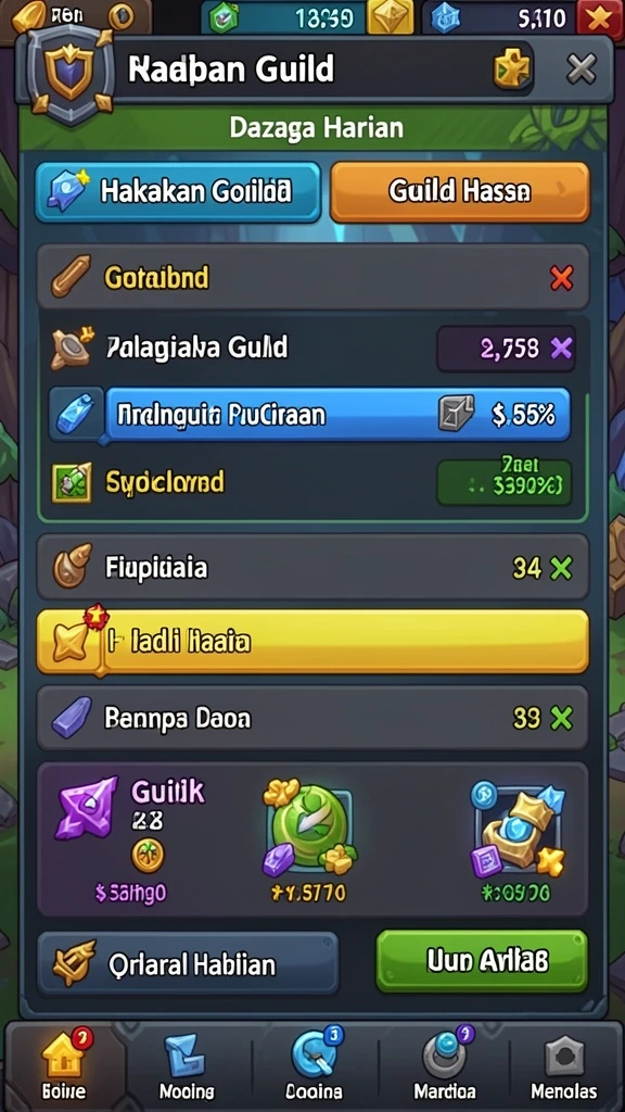 Cuplikan gameplay yang menunjukkan fitur sosial dan turnamen.