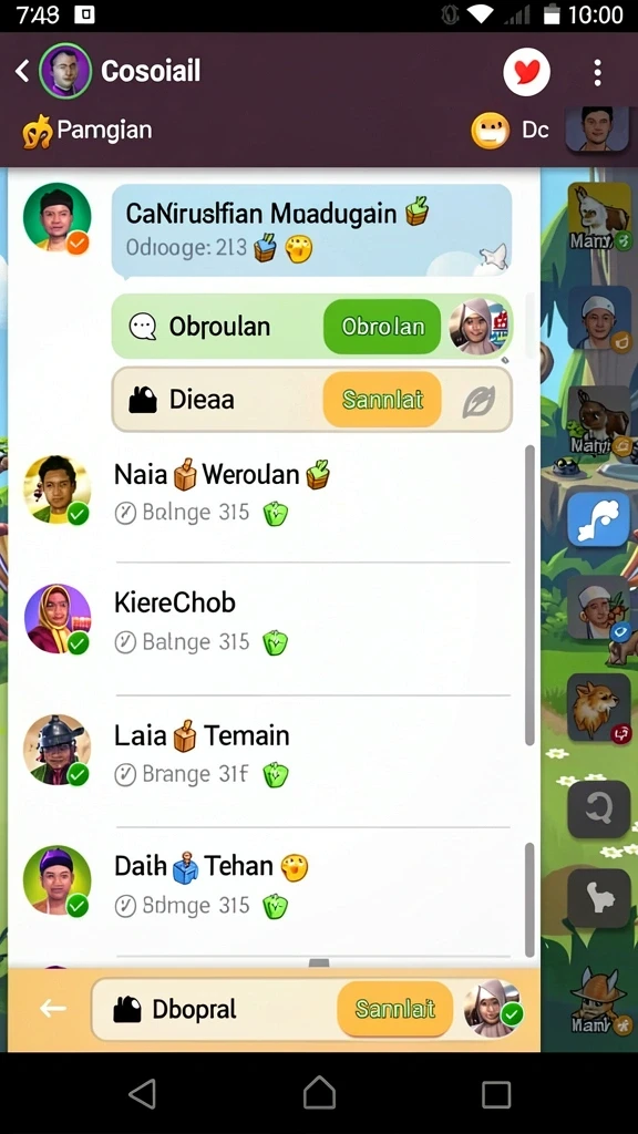 Tampilan layar utama yang menarik dengan karakter penuh warna.